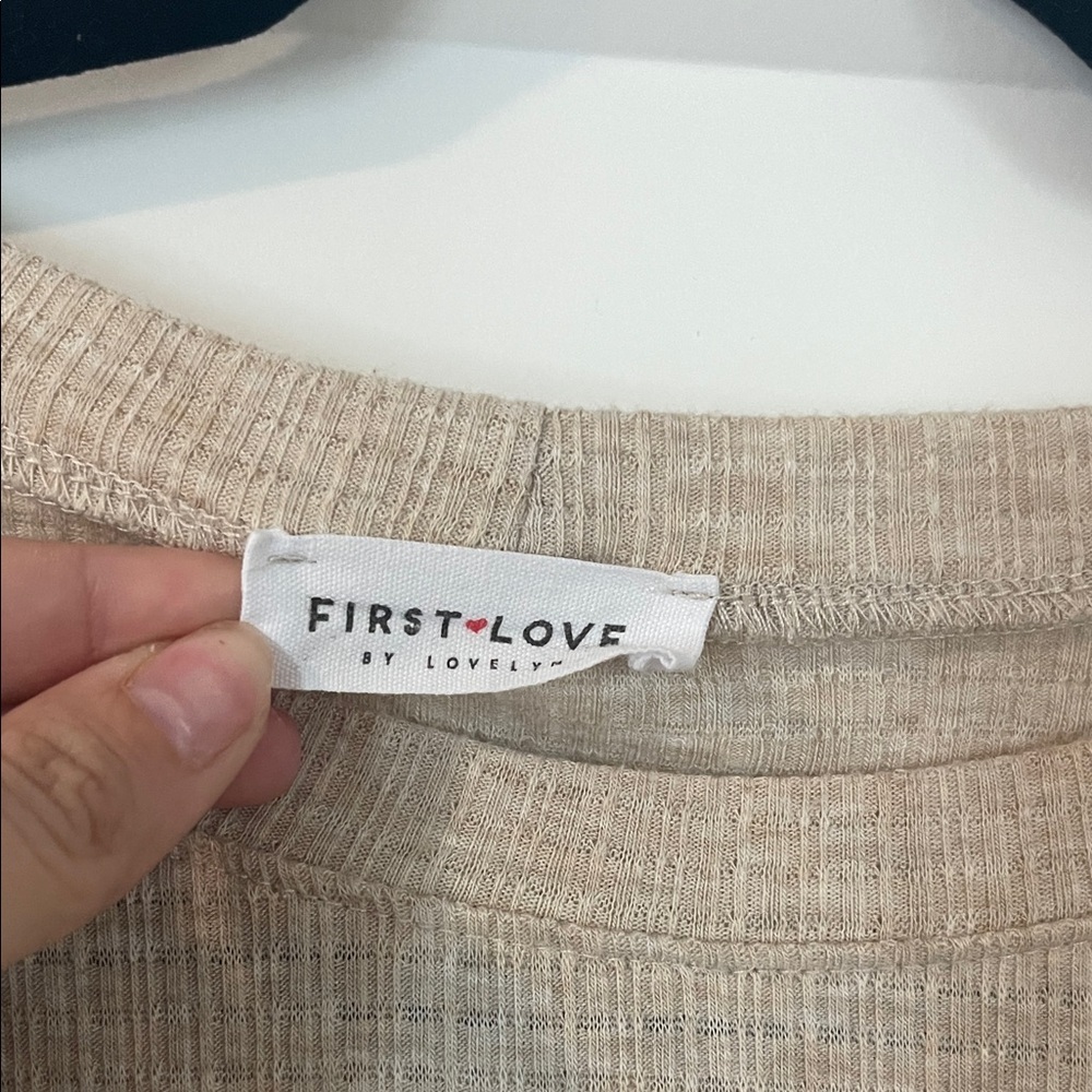 First Love Taupe Long Sleeve Women's Top - Picture 2 of 2